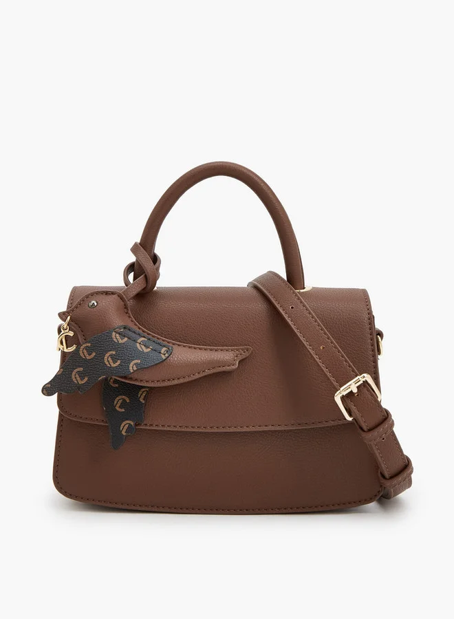 Le Confort Monogram Bird Charm Satchel Bag With Adjustable Strap